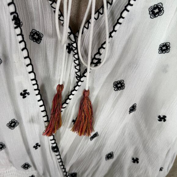Tularosa Halo Embroidered Tassel Dress | White Boho Mini Revolve | Size XS - Picture 6 of 10